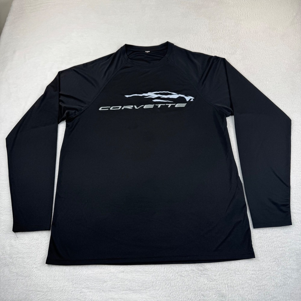 Corvette Performance Shirt Mens L Black Long Sleeve Graphic Raglan